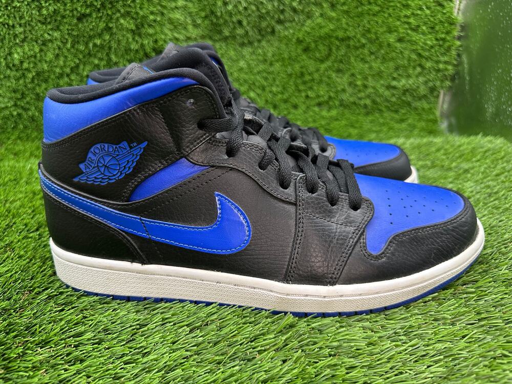 Nike Air Jordan 1 Mid 554724-068 Athletic Shoes Men's 11.5 Black Leather Workout